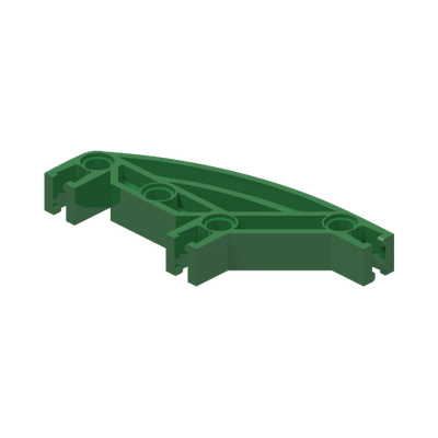 Znap Beam 8, 4 Holes, 3 Bends, Curved · Réf. BrickLink 32246 · Dark Green (réf. BrickLink Green)