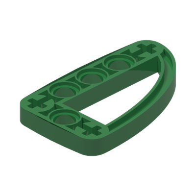 Technic, Liftarm, Modified L-Shape Quarter Ellipse Thin 3 x 5 · Dark Green (réf. BrickLink Green)