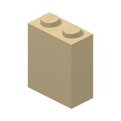 BRICK 1X2X2 · Brick Yellow (réf. BrickLink Tan)