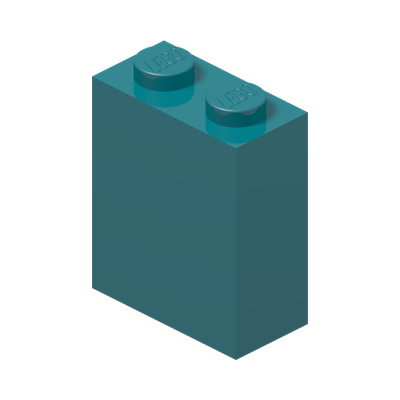 BRICK 1X2X2 · Bright Bluish Green (réf. BrickLink Dark Turquoise)