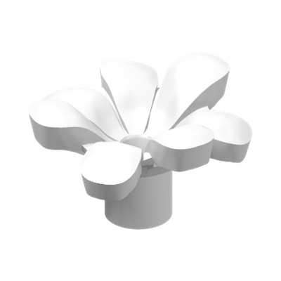 FLOWER, W/ 3.2 SHAFT, 1.5 HOLE, NO. 1 · LEGO 6452532 (réf. BrickLink 32606) · White (réf. BrickLink White)
