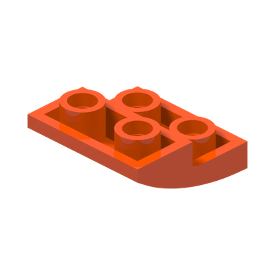Slope, Curved, Inverted 2 x 2 x 2/3 · Reddish Orange (réf. BrickLink Reddish Orange)