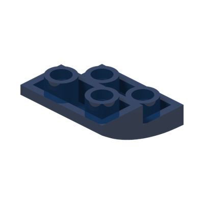 BRICK 2X2X2/3, INVERTED BOW · Earth Blue (réf. BrickLink Dark Blue)