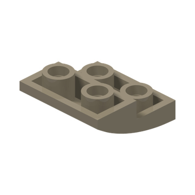 BRICK 2X2X2/3, INVERTED BOW · Sand Yellow (réf. BrickLink Dark Tan)