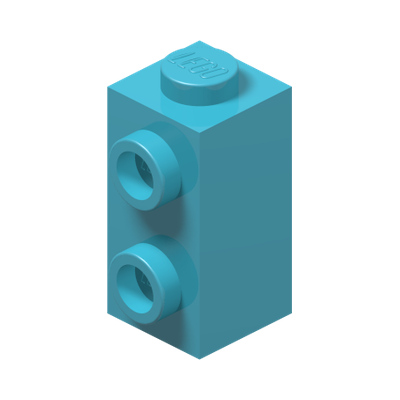 BRICK 1X1X1 2/3, W/ VERT. KNOBS · Medium Azur (réf. BrickLink Medium Azure)
