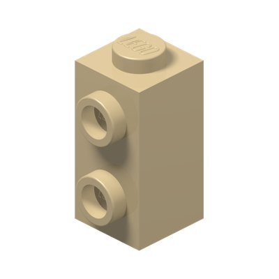 BRICK 1X1X1 2/3, W/ VERT. KNOBS · Brick Yellow (réf. BrickLink Tan)