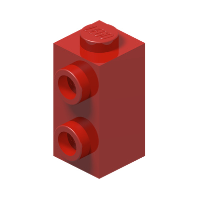 BRICK 1X1X1 2/3, W/ VERT. KNOBS · Bright Red (réf. BrickLink Red)