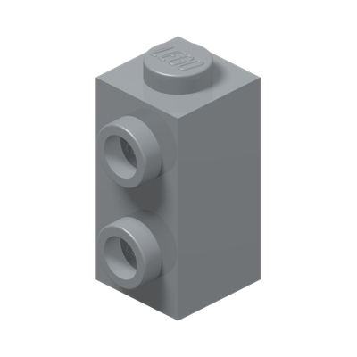 BRICK 1X1X1 2/3, W/ VERT. KNOBS · Medium Stone Grey (réf. BrickLink Light Bluish Gray)
