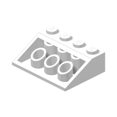 ROOF TILE 3X4/25° · LEGO 329701 (réf. BrickLink 3297) · White (réf. BrickLink White)