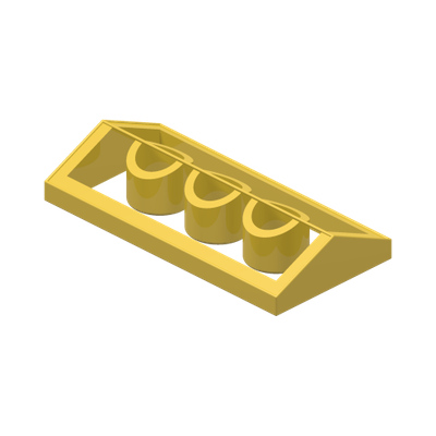 RIDGED TILE 2X4/25° · Bright Yellow (réf. BrickLink Yellow)