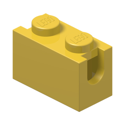Brick, Modified 1 x 2 with Digger Bucket Arm Holder · LEGO 331724 (réf. BrickLink 3317) · Couleur BrickLink : Yellow