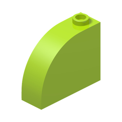 Slope, Curved 3 x 1 x 2 with Hollow Stud · Bright Yellowish Green (réf. BrickLink Lime)