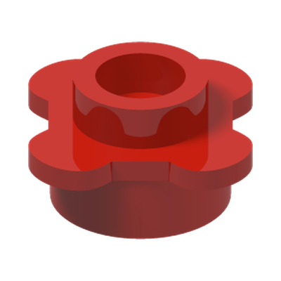 Plate, Round 1 x 1 with Flower Edge (4 Knobs / Petals) · LEGO 6163983 (réf. BrickLink 33291) · Couleur BrickLink : Red