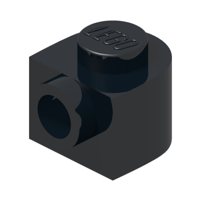 PLATE 1X1X2/3, W/ 1 KNOB, ROUNDED · Black (réf. BrickLink Black)