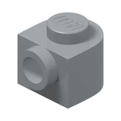 PLATE 1X1X2/3, W/ 1 KNOB, ROUNDED · Medium Stone Grey (réf. BrickLink Light Bluish Gray)