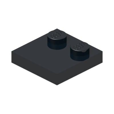 PLATE 2X2, W/ REDUCED KNOBS · Black (réf. BrickLink Black)