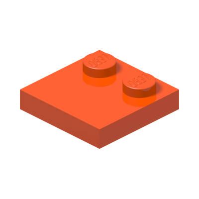 Tile, Modified 2 x 2 with Studs on Edge · Reddish Orange (réf. BrickLink Reddish Orange)