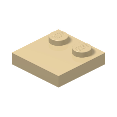 PLATE 2X2, W/ REDUCED KNOBS · Brick Yellow (réf. BrickLink Tan)