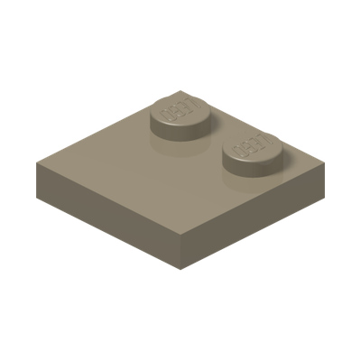 PLATE 2X2, W/ REDUCED KNOBS · Sand Yellow (réf. BrickLink Dark Tan)