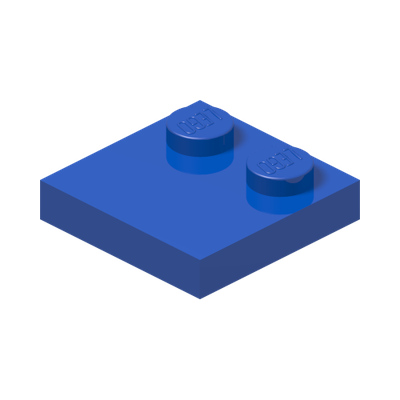 PLATE 2X2, W/ REDUCED KNOBS · Bright Blue (réf. BrickLink Blue)
