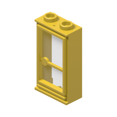 Door 1 x 2 x 3 Hinge on Right with Trans-Clear Glass · Réf. BrickLink 33bc01 · Couleur BrickLink : Yellow
