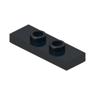 PLATE 1X3 W/ 2 KNOBS · Black (réf. BrickLink Black)
