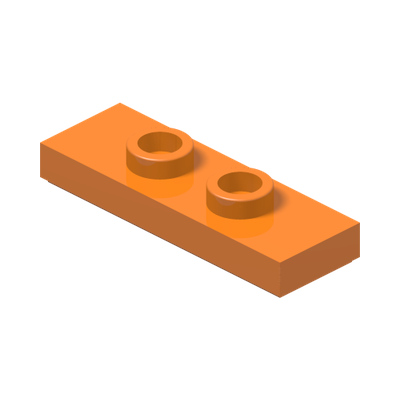 PLATE 1X3 W/ 2 KNOBS · Bright Orange (réf. BrickLink Orange)