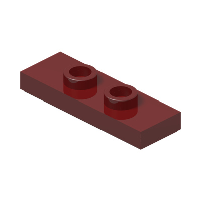 PLATE 1X3 W/ 2 KNOBS · New Dark Red (réf. BrickLink Dark Red)