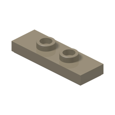 PLATE 1X3 W/ 2 KNOBS · Sand Yellow (réf. BrickLink Dark Tan)