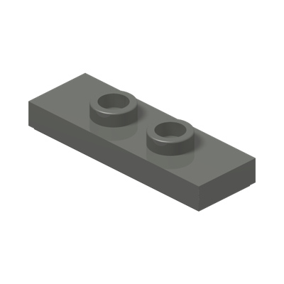 PLATE 1X3 W/ 2 KNOBS · Dark Stone Grey (réf. BrickLink Dark Bluish Gray)