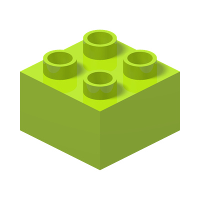 DUPLO BRICK 2X2 · Bright Yellowish Green (réf. BrickLink Lime)