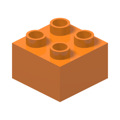 DUPLO BRICK 2X2 · Bright Orange (réf. BrickLink Orange)