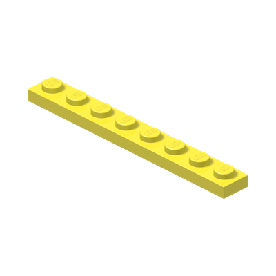 PLATE 1X8 · Cool Yellow (réf. BrickLink Bright Light Yellow)