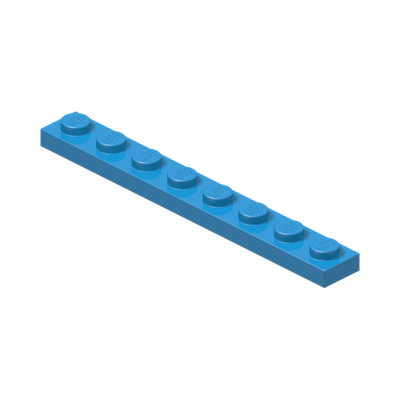 PLATE 1X8 · Dark Azur (réf. BrickLink Dark Azure)