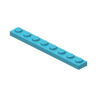 PLATE 1X8 · Medium Azur (réf. BrickLink Medium Azure)
