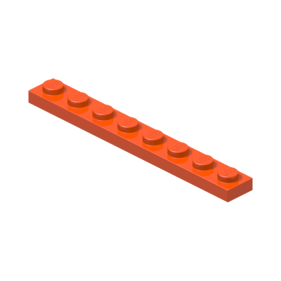 PLATE 1X8 · Reddish Orange (réf. BrickLink Reddish Orange)