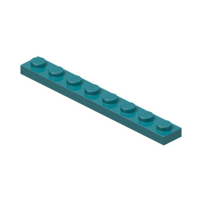PLATE 1X8 · Bright Bluish Green (réf. BrickLink Dark Turquoise)