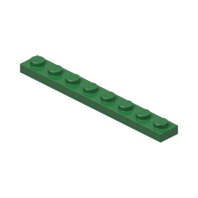 PLATE 1X8 · Dark Green (réf. BrickLink Green)