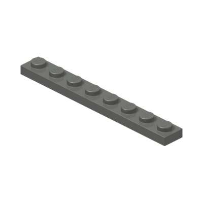 PLATE 1X8 · Dark Stone Grey (réf. BrickLink Dark Bluish Gray)