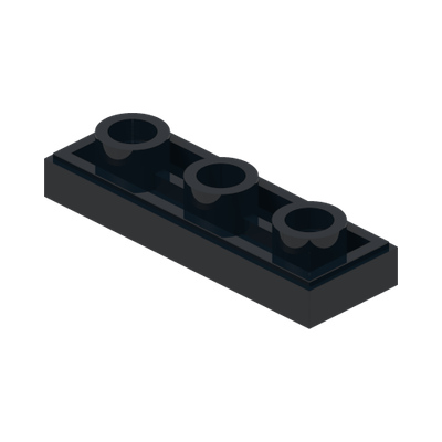 TILE 1X3, INVERTED, W/ 3.2 HOLE · Black (réf. BrickLink Black)