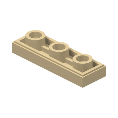 TILE 1X3, INVERTED, W/ 3.2 HOLE · LEGO 6410762 (réf. BrickLink 35459) · Brick Yellow (réf. BrickLink Tan)