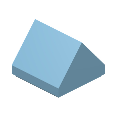 ROOF TILE 1X1, DEG. 45, W/O KNOBS · Light Royal Blue (réf. BrickLink Bright Light Blue)
