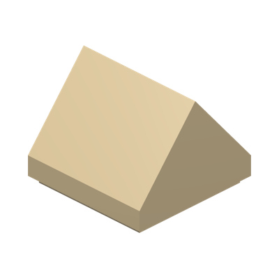 ROOF TILE 1X1, DEG. 45, W/O KNOBS · Brick Yellow (réf. BrickLink Tan)