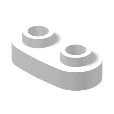 PLATE 1X2, ROUNDED, NO. 1 · LEGO 6210272 (réf. BrickLink 35480) · White (réf. BrickLink White)