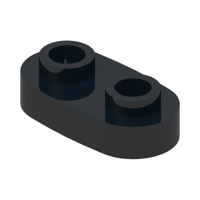PLATE 1X2, ROUNDED, NO. 1 · Black (réf. BrickLink Black)