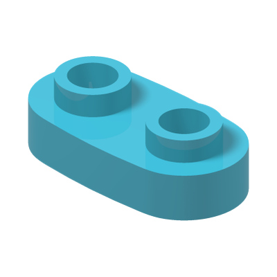 PLATE 1X2, ROUNDED, NO. 1 · Medium Azur (réf. BrickLink Medium Azure)