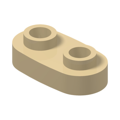 PLATE 1X2, ROUNDED, NO. 1 · Brick Yellow (réf. BrickLink Tan)