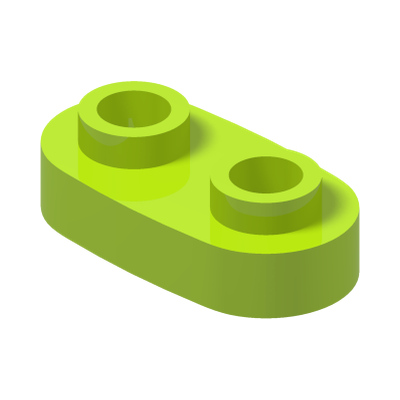 PLATE 1X2, ROUNDED, NO. 1 · Bright Yellowish Green (réf. BrickLink Lime)