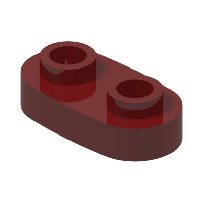 PLATE 1X2, ROUNDED, NO. 1 · New Dark Red (réf. BrickLink Dark Red)