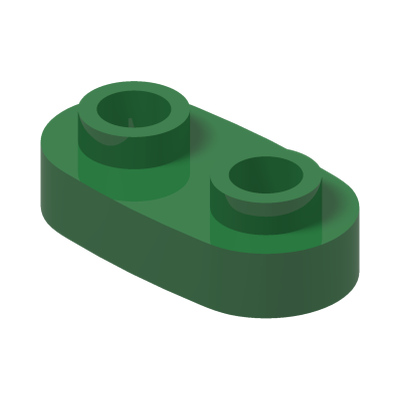 PLATE 1X2, ROUNDED, NO. 1 · Dark Green (réf. BrickLink Green)